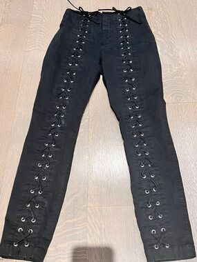 A.L.C. Black Lace-Up Skinny Jeans